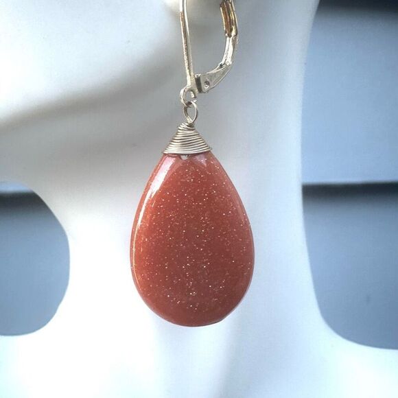 Orange teardrop earrings - Picture 5 of 6